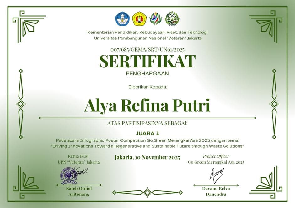 Sertifikat 1st Place - Infographic Poster Competition