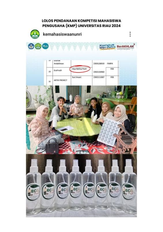 Sertifikat Funded Project Awardee - Student Entrepreneur Competition