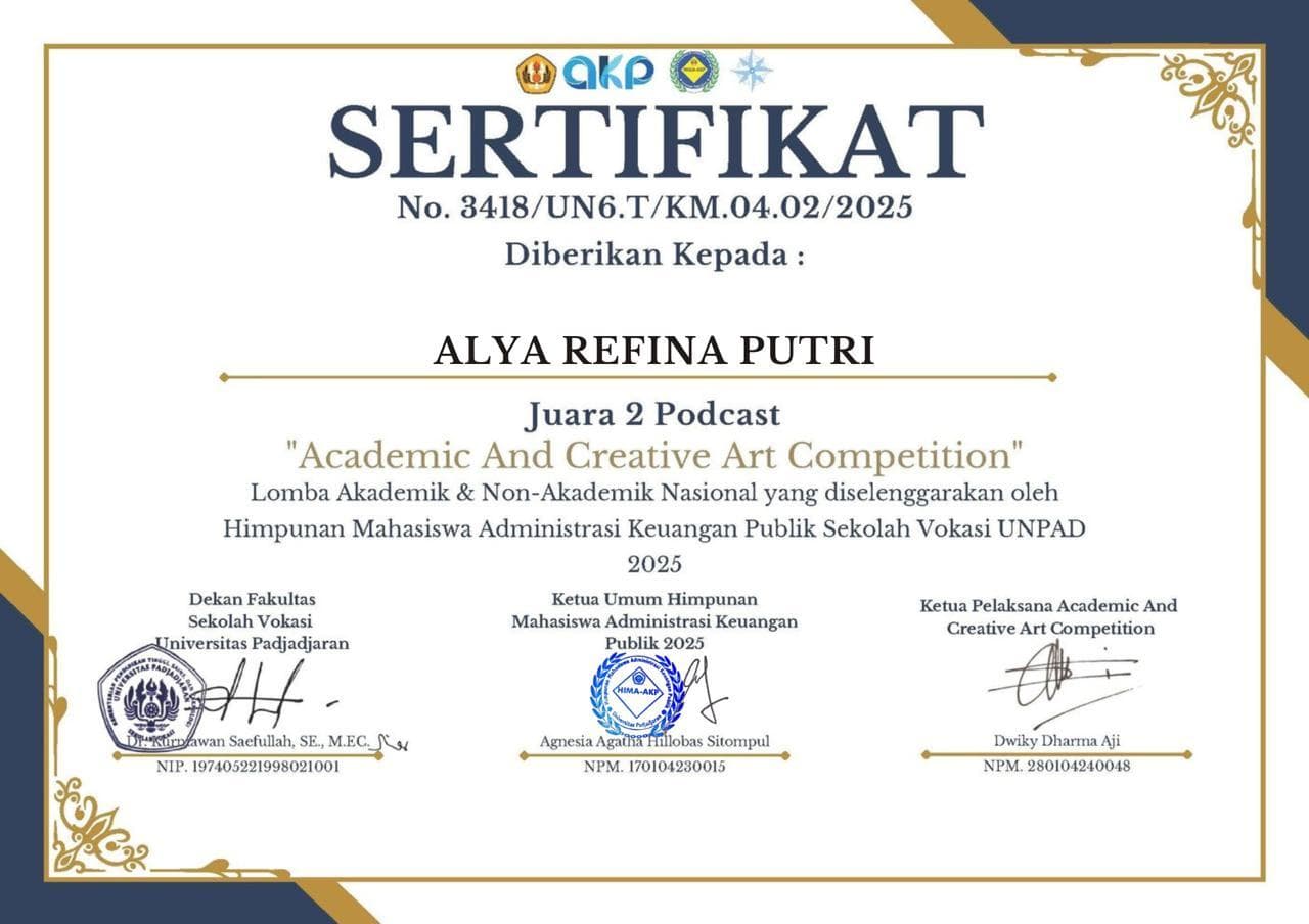 Sertifikat 2nd Place - Podcast Category